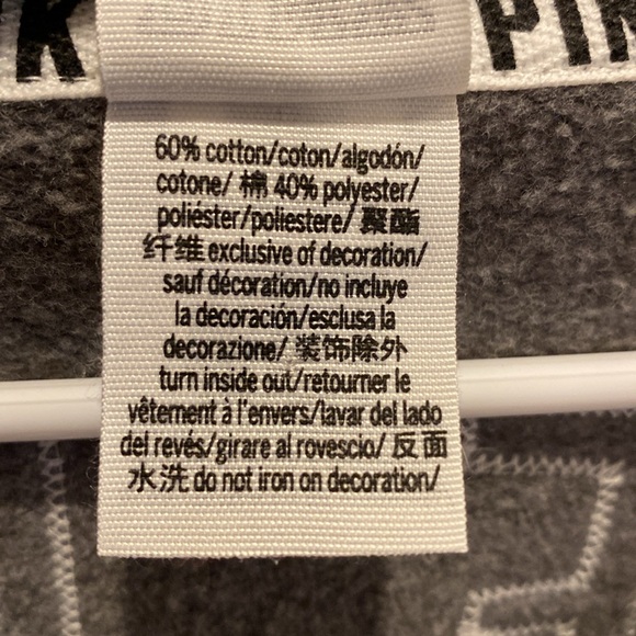 Brand New PINK Oversized Zip Up Hoodie Jacket in Gray Size Large - Picture 9 of 10